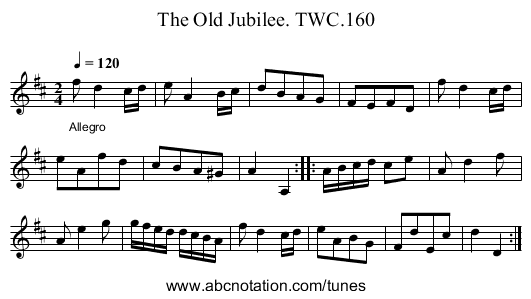 Old Jubilee. TWC.160, The - staff notation