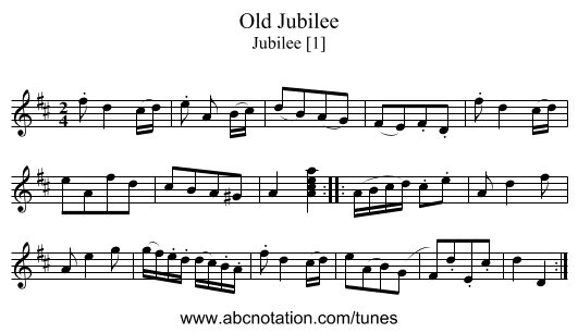 Old Jubilee - staff notation