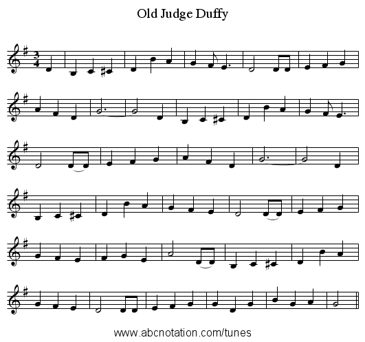 Old Judge Duffy - staff notation