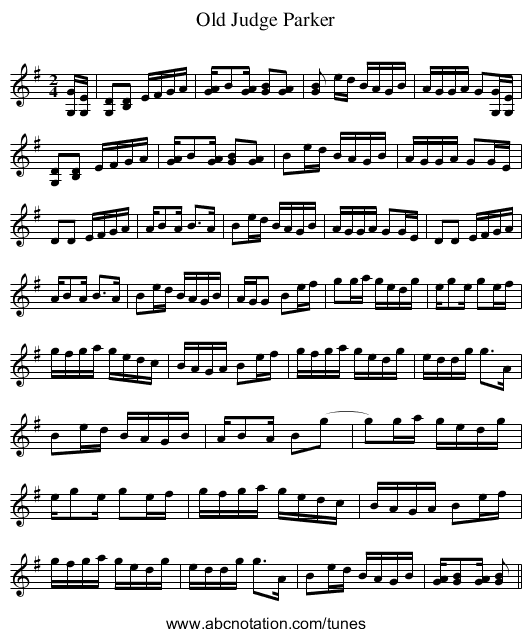 Old Judge Parker - staff notation