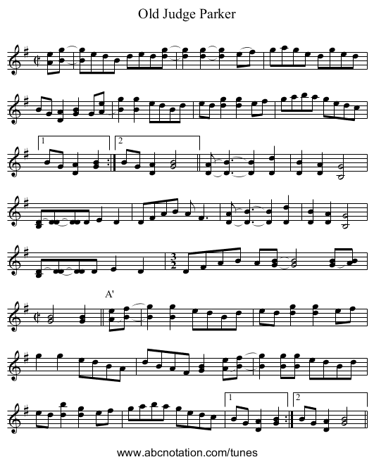 Old Judge Parker - staff notation