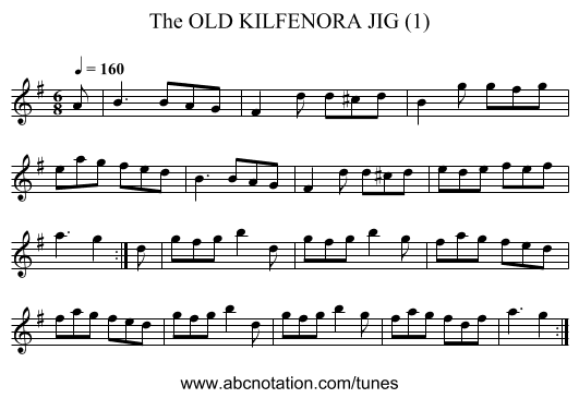 OLD KILFENORA JIG (1), The - staff notation