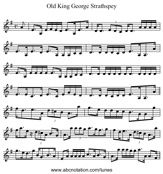Old King George Strathspey - staff notation