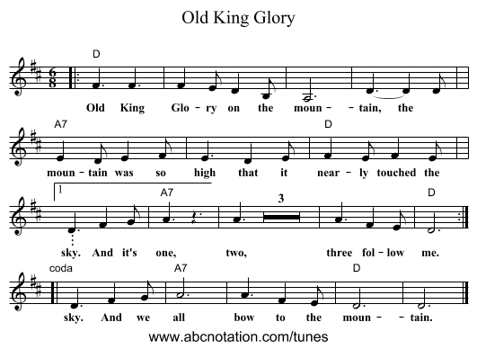 Old King Glory - staff notation