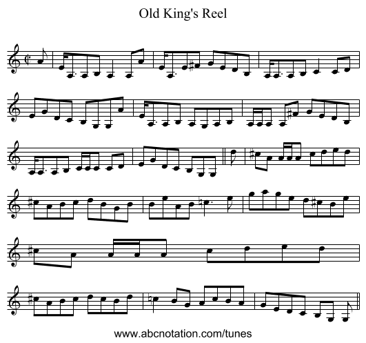 Old King's Reel - staff notation