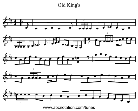 Old King's - staff notation