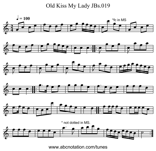 Old Kiss My Lady JBs.019 - staff notation