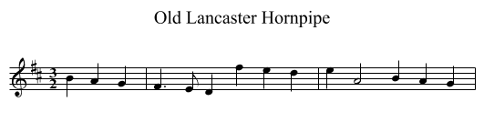 Old Lancaster Hornpipe - staff notation