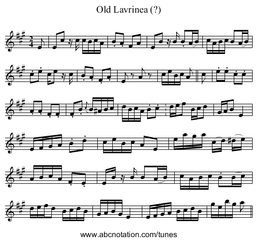Old Lavrinea (?) - staff notation