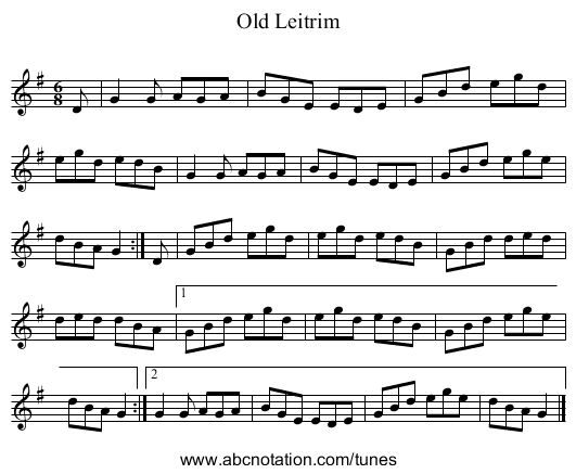 Old Leitrim - staff notation
