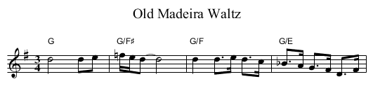 Old Madeira Waltz - staff notation