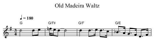 Old Madeira Waltz - staff notation
