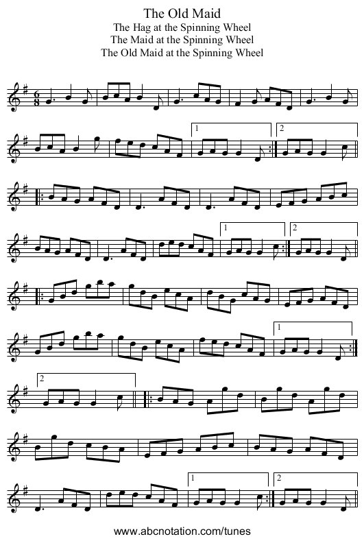 Old Maid, The - staff notation