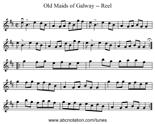 Old Maids of Galway -- Reel - staff notation
