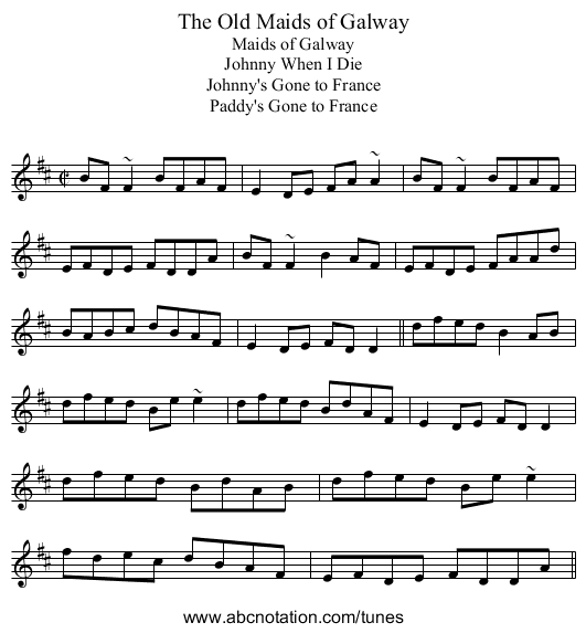 Old Maids of Galway, The - staff notation