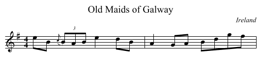 Old Maids of Galway - staff notation