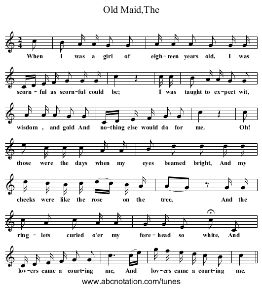 Old Maid,The - staff notation