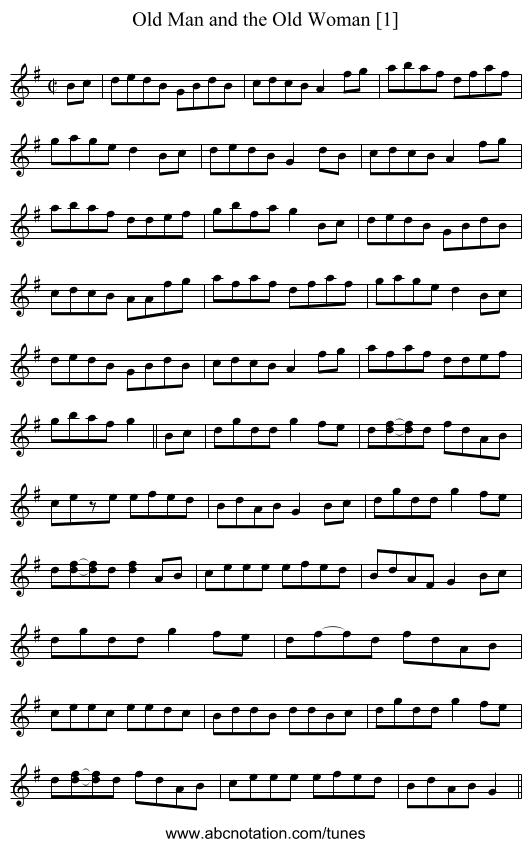 Old Man and the Old Woman [1] - staff notation