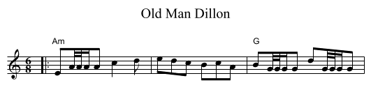Old Man Dillon - staff notation