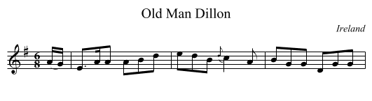 Old Man Dillon - staff notation