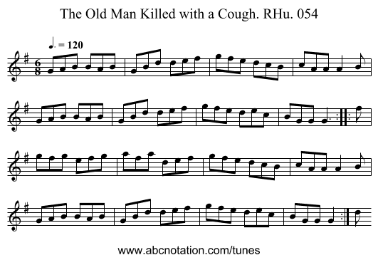 Old Man Killed with a Cough. RHu. 054, The - staff notation