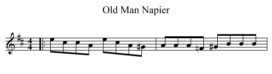 Old Man Napier - staff notation
