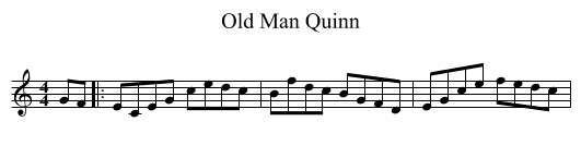Old Man Quinn - staff notation