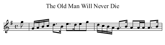 Old Man Will Never Die, The - staff notation