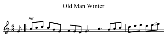 Old Man Winter - staff notation