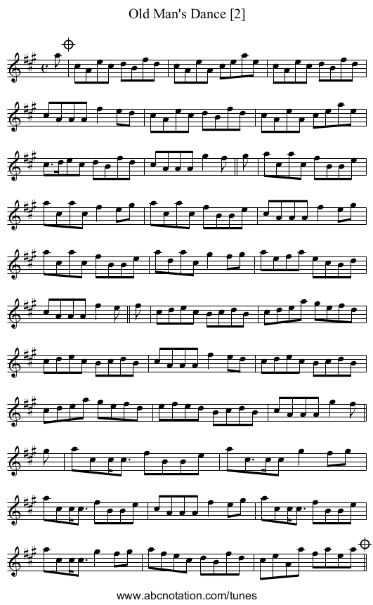 Old Man's Dance [2] - staff notation