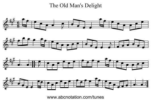 Old Man's Delight, The - staff notation
