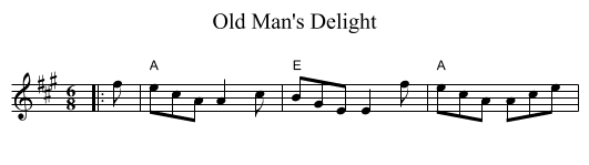 Old Man's Delight - staff notation