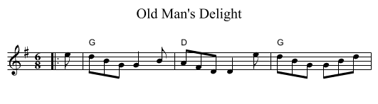Old Man's Delight - staff notation