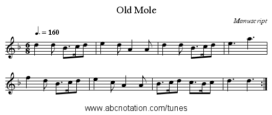 Old Mole - staff notation