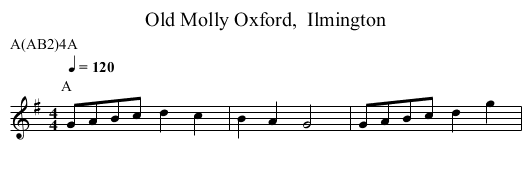 Old Molly Oxford,  Ilmington - staff notation
