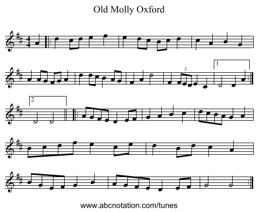 Old Molly Oxford - staff notation