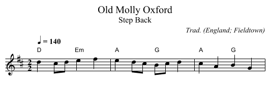 Old Molly Oxford - staff notation