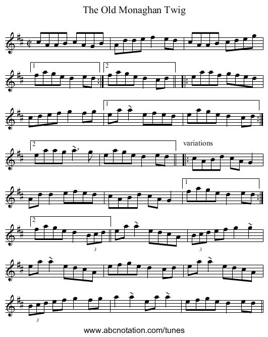 Old Monaghan Twig, The - staff notation