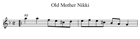 Old Mother Nikki - staff notation