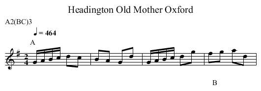 Old Mother Oxford, Headington - staff notation