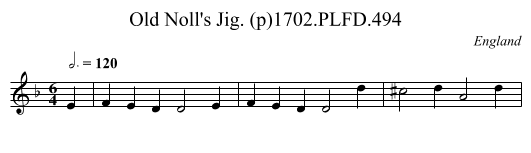 Old Noll's Jig. (p)1702.PLFD.494 - staff notation