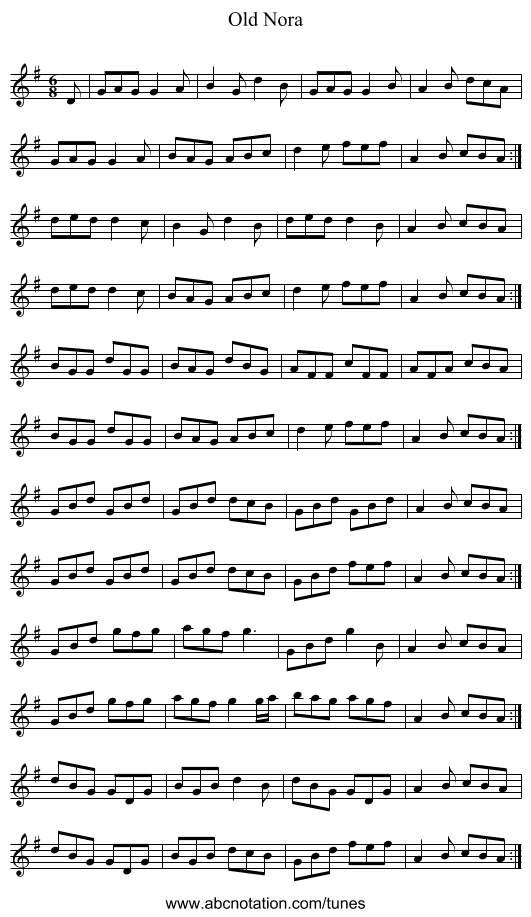 Old Nora - staff notation