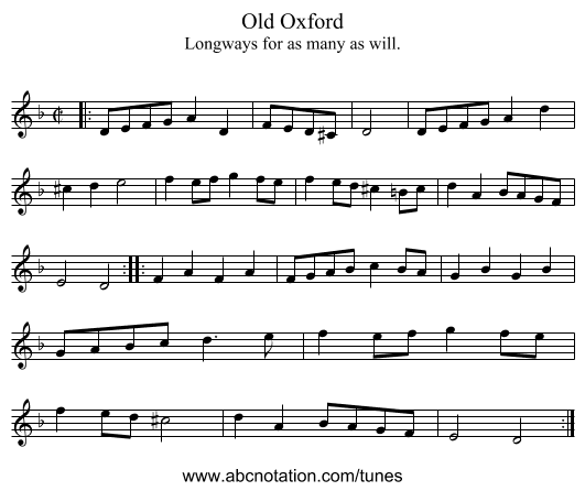 Old Oxford - staff notation