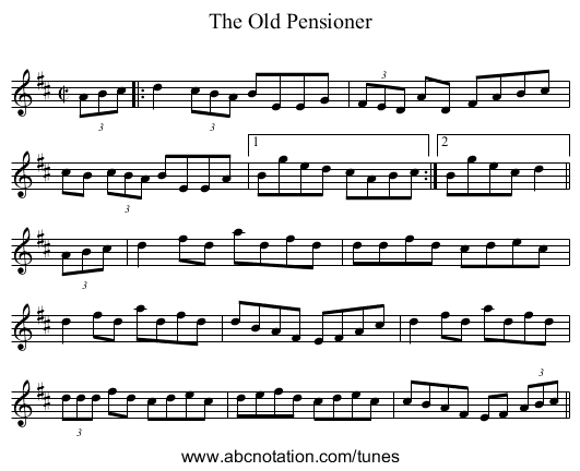 Old Pensioner, The - staff notation
