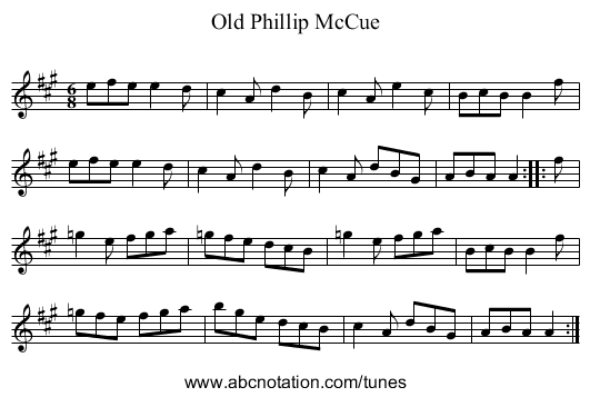 Old Phillip McCue - staff notation