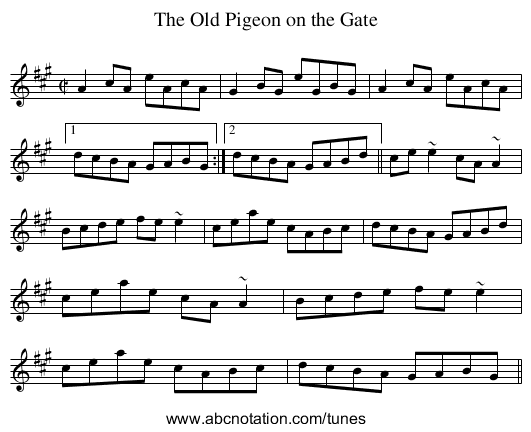 Old Pigeon on the Gate, The - staff notation