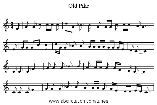 Old Pike - staff notation