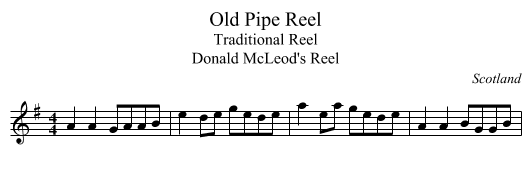 Old Pipe Reel - staff notation