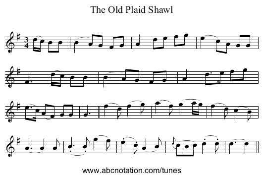 Old Plaid Shawl, The - staff notation