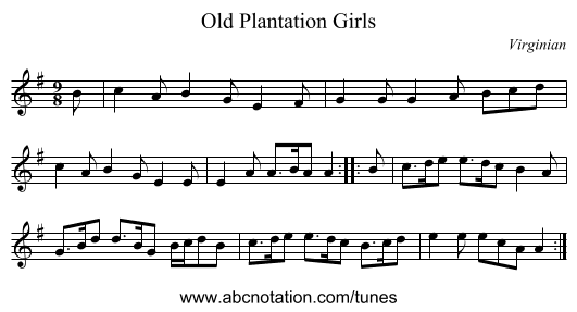 Old Plantation Girls - staff notation